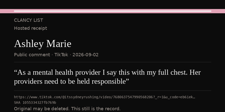 Hosted receipt of this public statement
