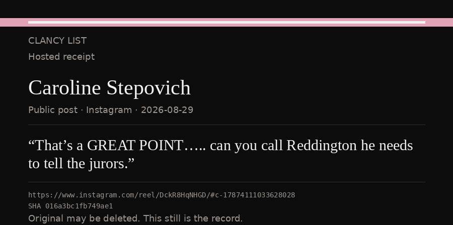Hosted receipt of this public statement