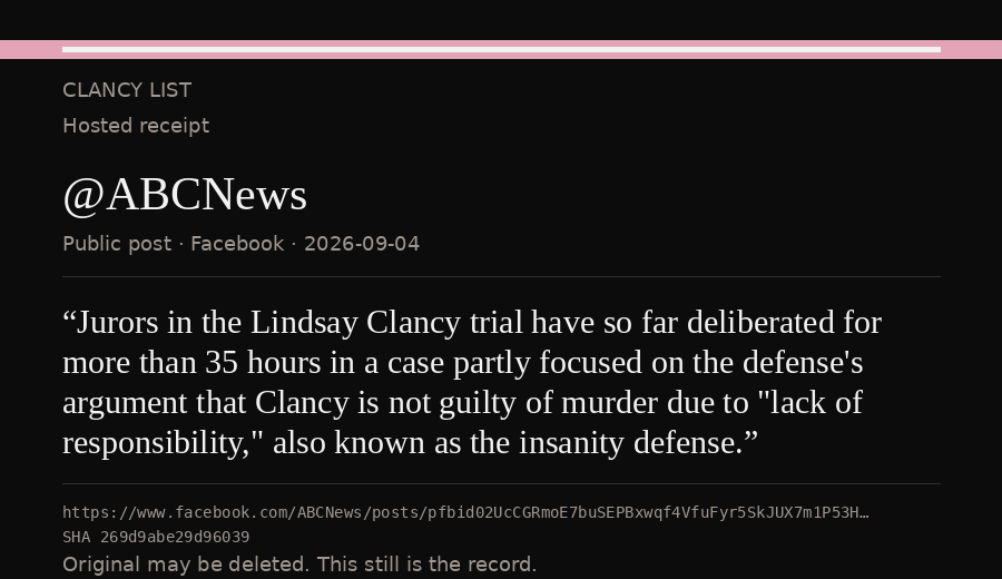 Hosted receipt of this public statement