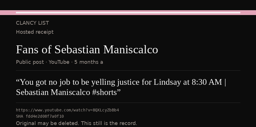 Hosted receipt of this public statement