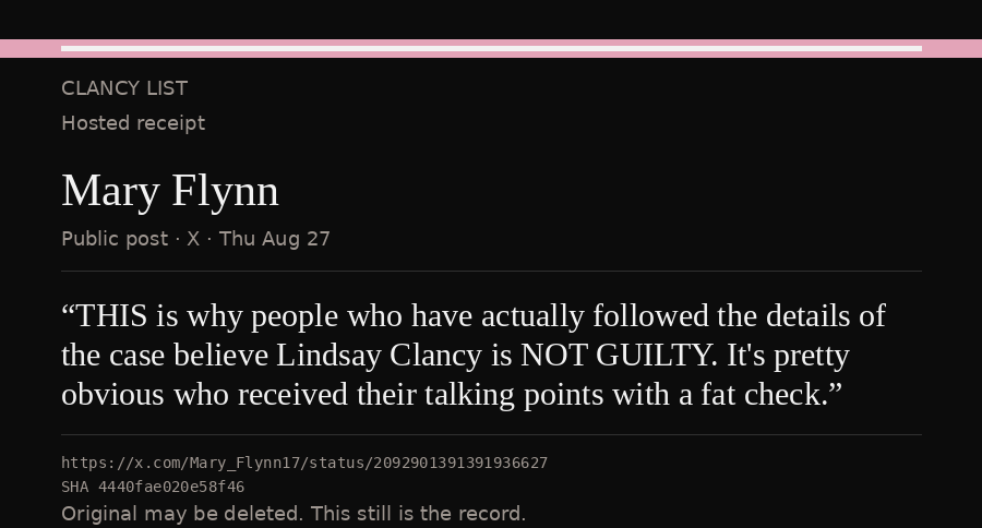 Hosted receipt of this public statement