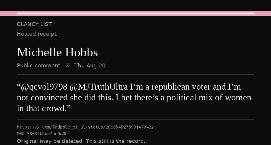Hosted receipt of this public statement