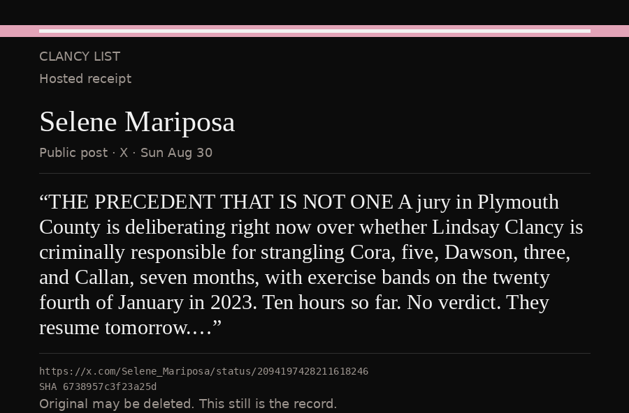 Hosted receipt of this public statement