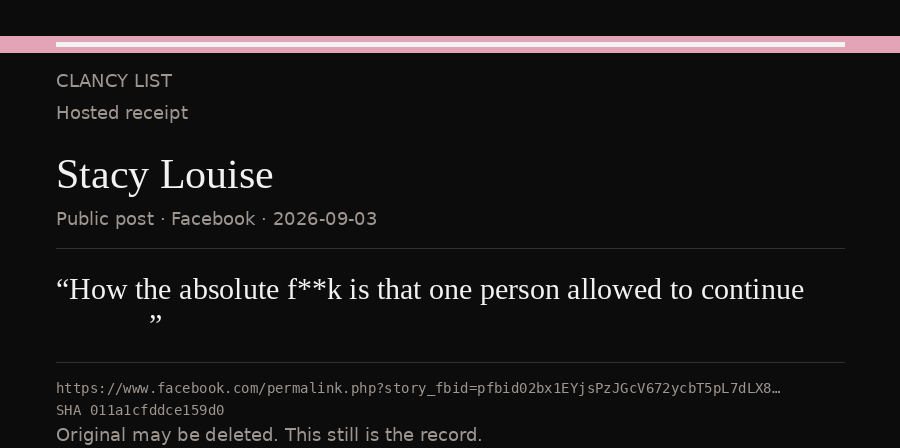 Hosted receipt of this public statement