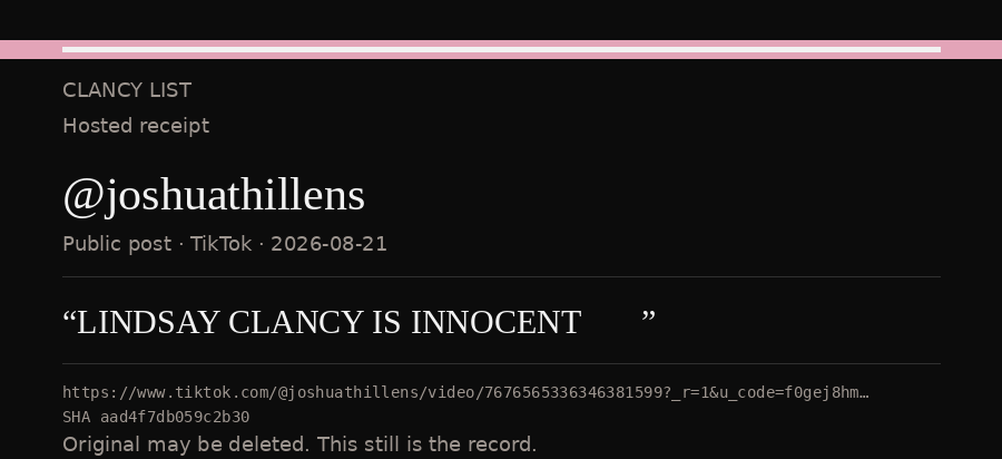 Hosted receipt of this public statement