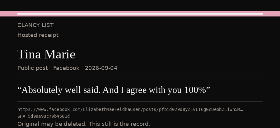 Hosted receipt of this public statement