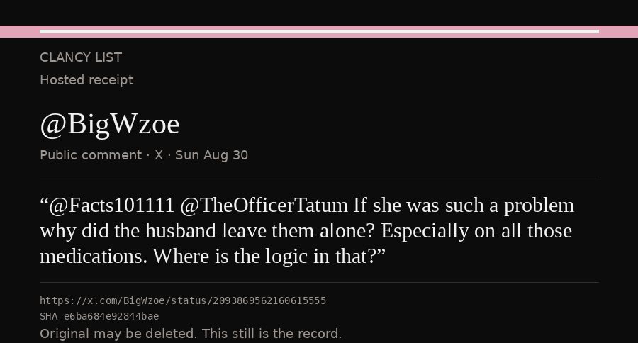 Hosted receipt of this public statement