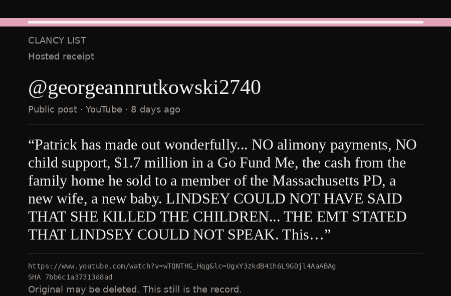 Hosted receipt of this public statement