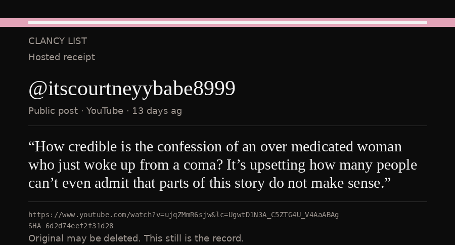 Hosted receipt of this public statement
