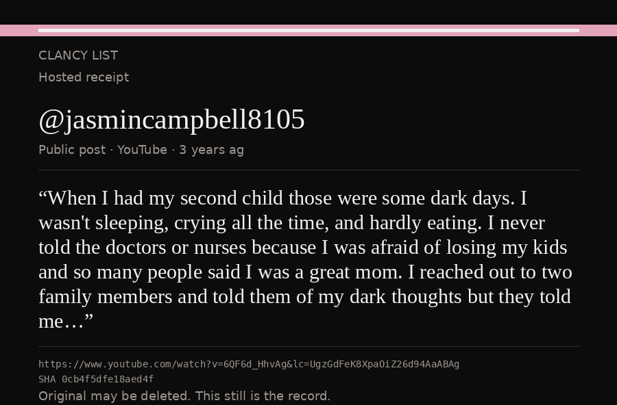 Hosted receipt of this public statement