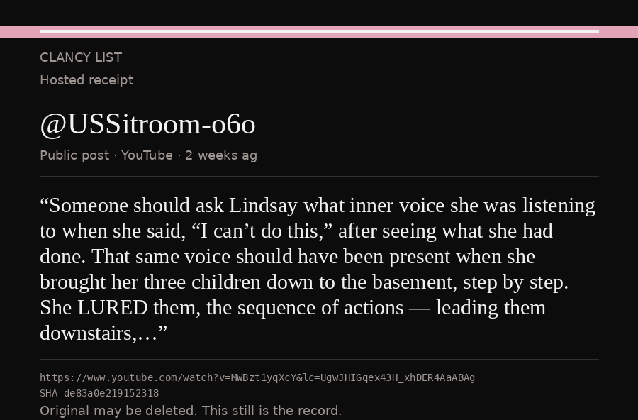 Hosted receipt of this public statement